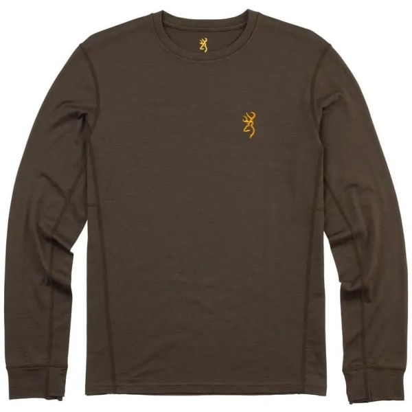 Browning Merino Crew Long Sleeve Shirt Major Brown S