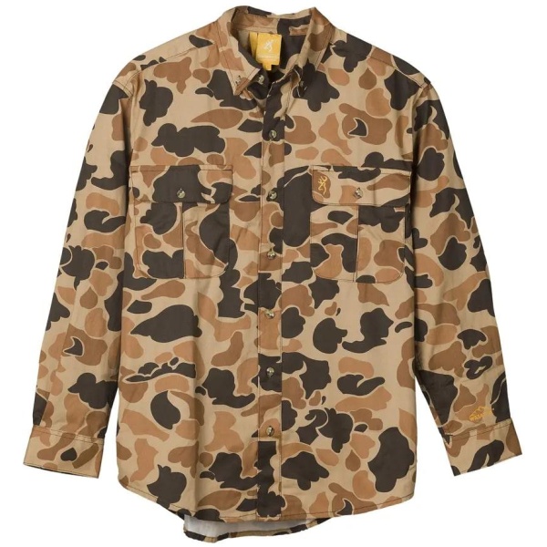 Browning Wasatch-CB Shirt Button-Front 2 Pocket Vintage Tan Camo S