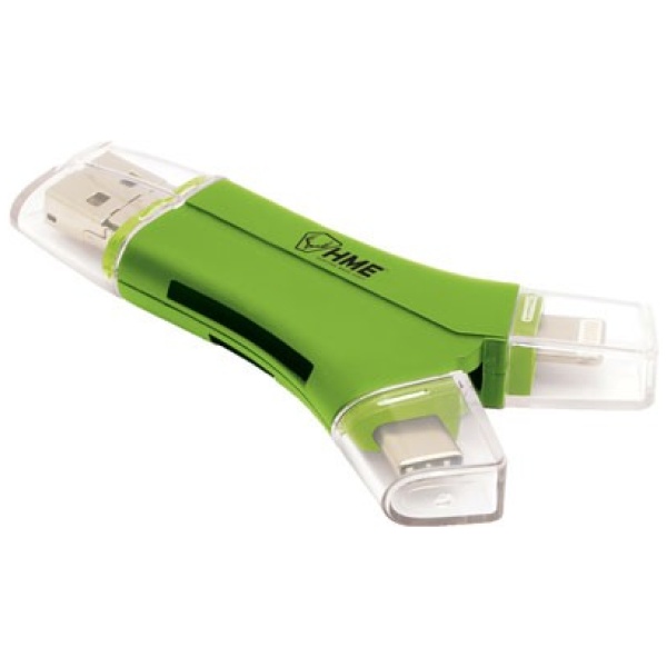 HME MEMORY CARD READER 4-IN-1 - APPLE OR ANDROID DEVICES