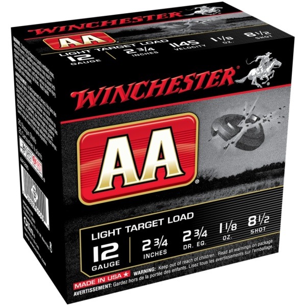 Winchester AA Target 12 ga 2-3/4" 1-1/8 oz #8  - 25/ct