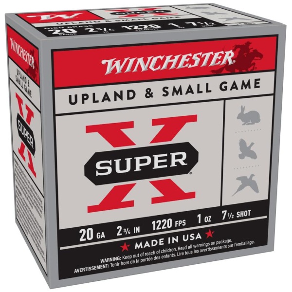 Winchester Super-X High-Brass Shotshells 20 ga 2-3/4" 1 oz 1220 fps #7.5 25/ct