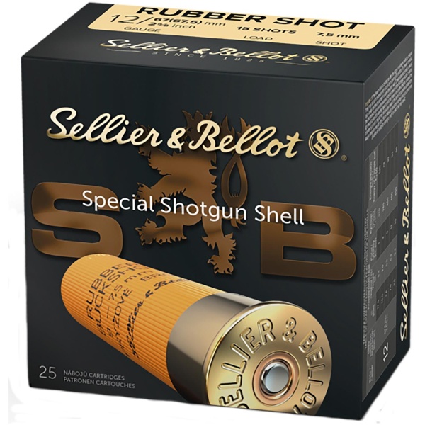 Sellier & Bellot Shotgun Ammunition 12 ga 2 5/8"  15 plts Rubber  - 25/box