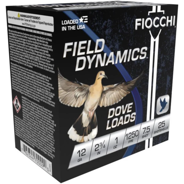 Fiocchi Field Dynamics Shotshells 12 ga 2 3/4" 1 oz #7.5 1250 fps 25/ct