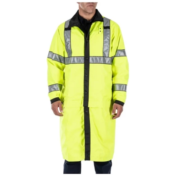 LONG REV HI-VIS RAIN COAT