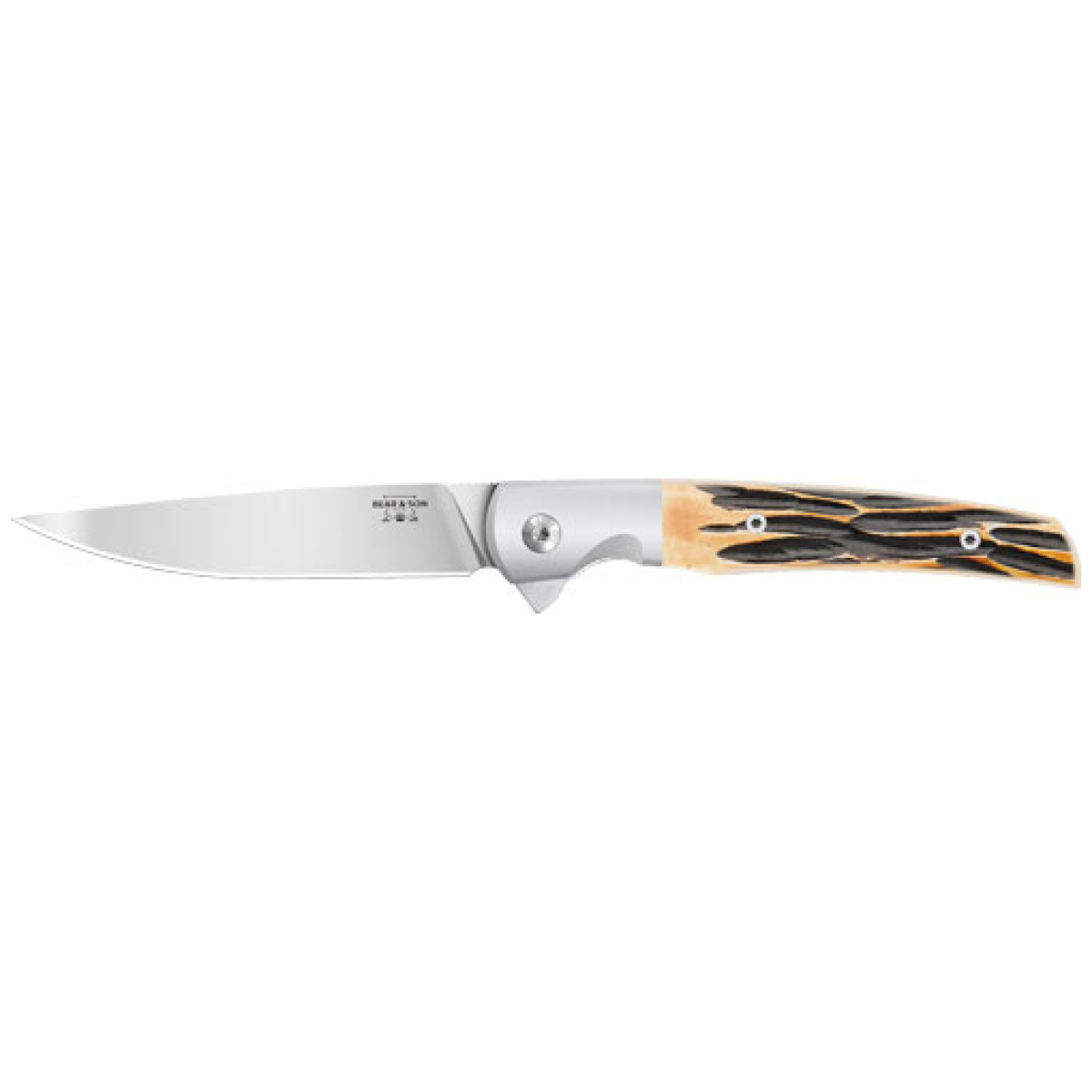 521b_1. Jpg - bear & son 21 pattern 3. 38" d2 - stag bone rancher liner lock - 521b 1