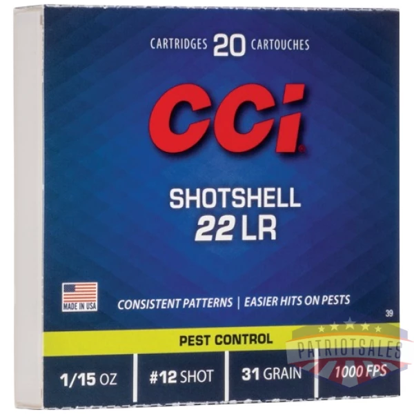 CCI SHOTSHELL 22LR 31GR #12 - SHOT 1000FPS 20RD 100BX/CS
