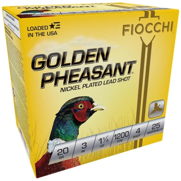 FIOCCHI GOLDEN PHEASANT 20GA - 3" 1-1/4OZ #4 25RD 10BX/CS