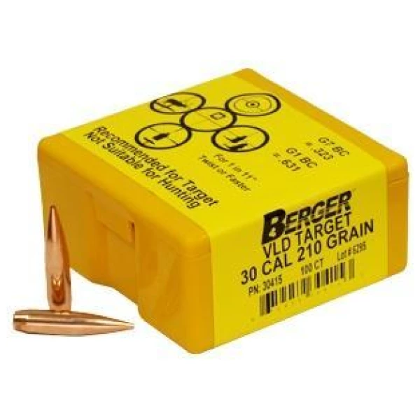 Berger Match Grade Target Bullets .30 cal .308" 210 gr VLD TARGET 100/box