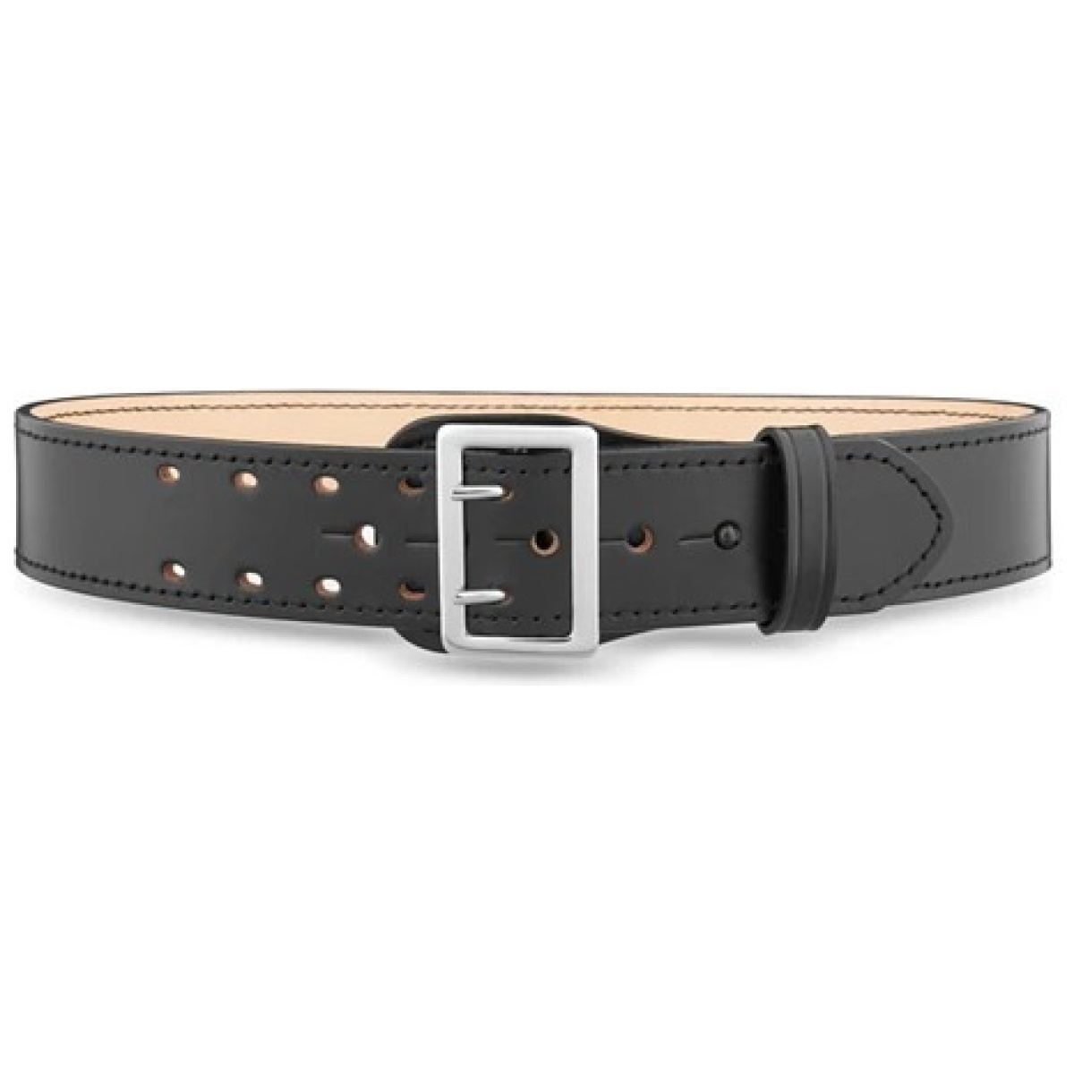 Dty-1011-44-9001. Jpg - 2-1/4"" plain leather sam browne 2-row stitch duty belt with nickel buckle - dty 1011 44 9001