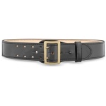2-1/4"" High-Gloss Leather Sam Browne 2-Row Stitch Duty Belt with Gold Buckle