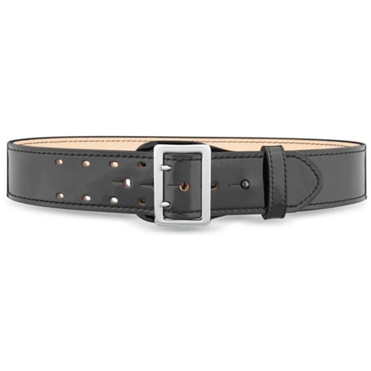 Dty-1031-36-9001. Jpg - 2-1/4"" high-gloss leather sam browne 2-row stitch duty belt with nickel buckle - dty 1031 36 9001