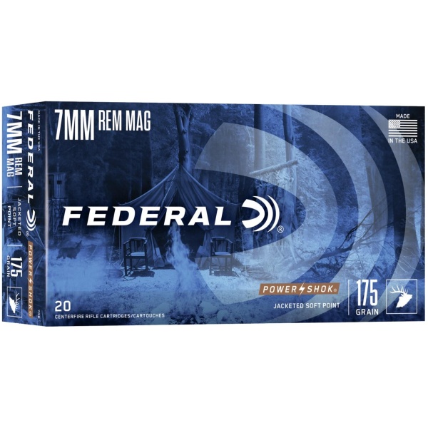 Federal Power-Shok Rifle Ammunition 7mm Rem Mag 175 gr SP 2860 fps - 20/ct