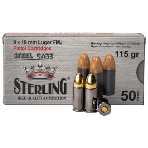 STERLING 9MM 115GR FMJ STEEL 50/1000
