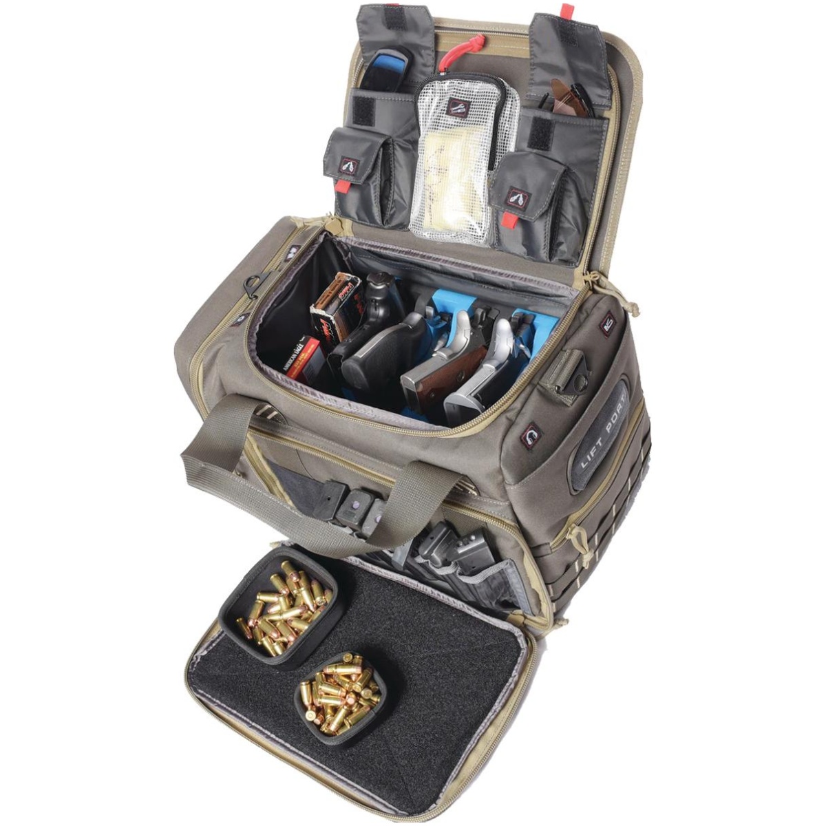 Gogps1512mlbrk. Jpg - m/l range bag w/foam cradle for 4 handguns 2 ammo dump cups - gogps1512mlbrk