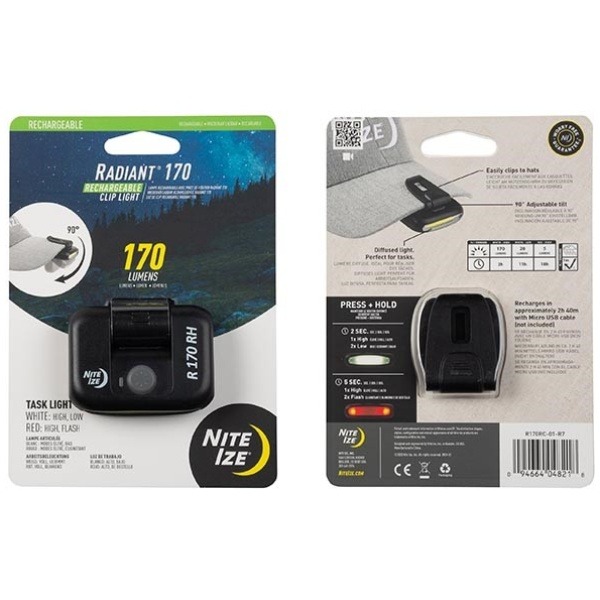 Radiant 170 Rechargeable Clip Light - Black