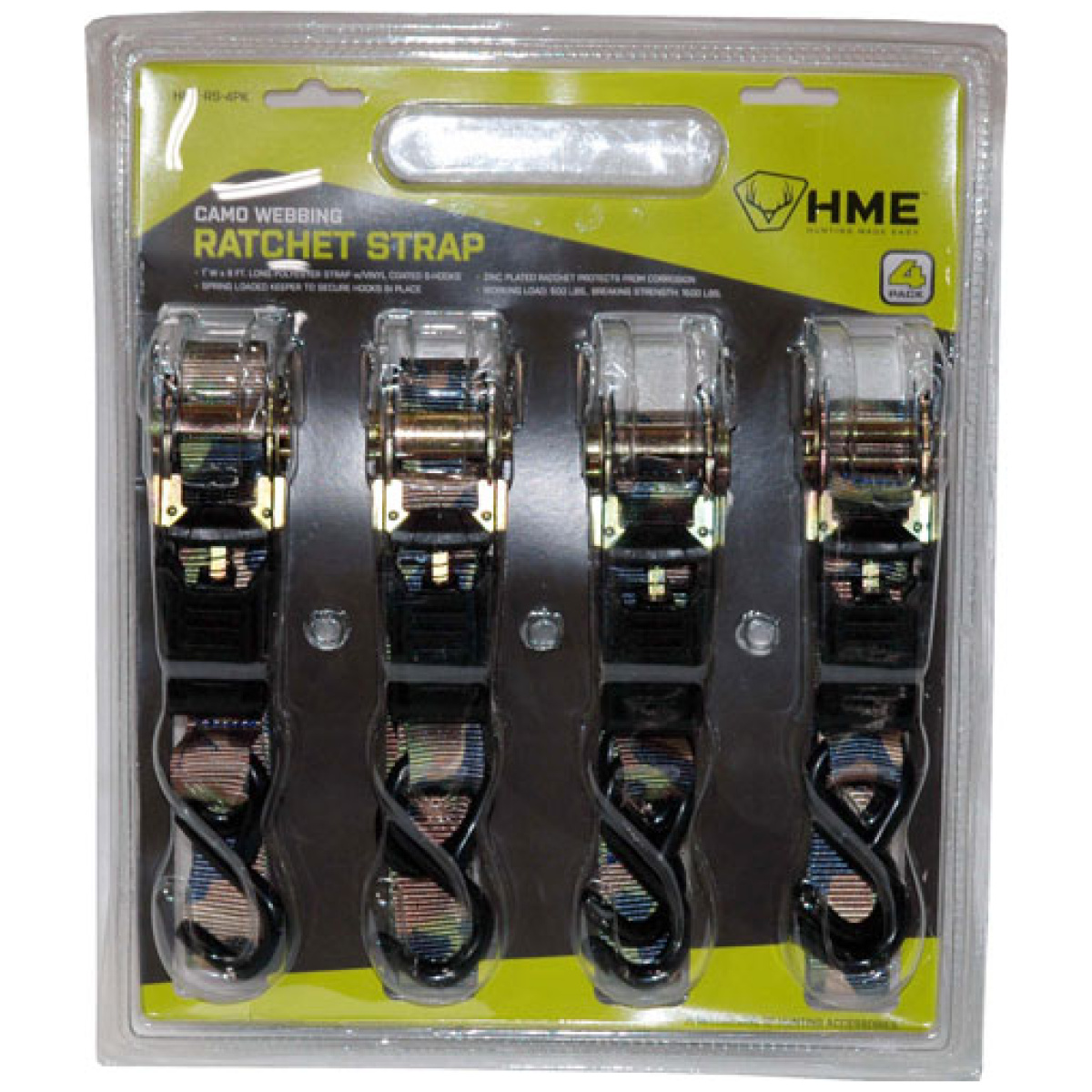 Hme ratchet strap 1"x8' - camo strap 4pk - image 1