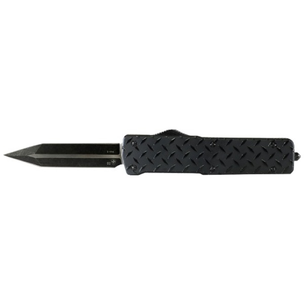 TEMPLAR KNIFE SMALL OTF ALUM - DIAMONDPLATE 2.75" D2 BLK DAGR