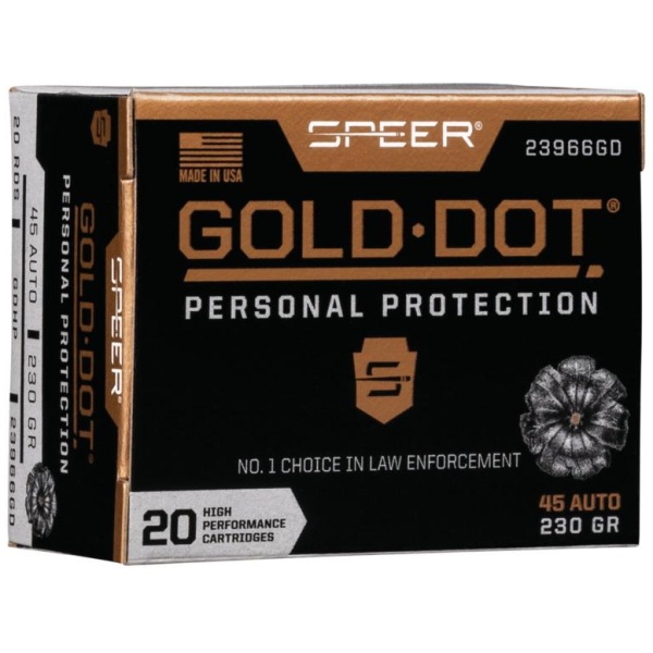 Speer Gold Dot Handgun Ammunition .45 ACP 230 gr HP 890 fps 20/ct