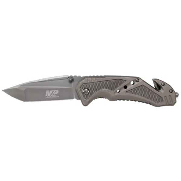 M&P Clip Folder, Liner Lock, Grey Blade and Grey Handle, Strap Cutter, Ceramic Glass Breaker