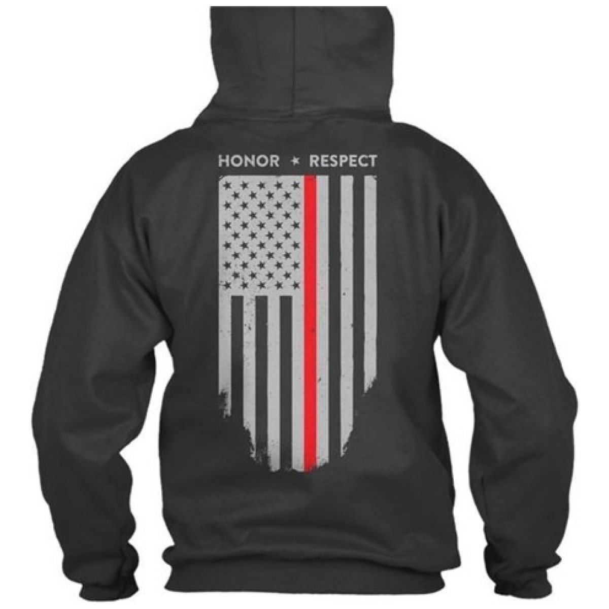 Hoodie - thin red line american flag honor & respect - image 1