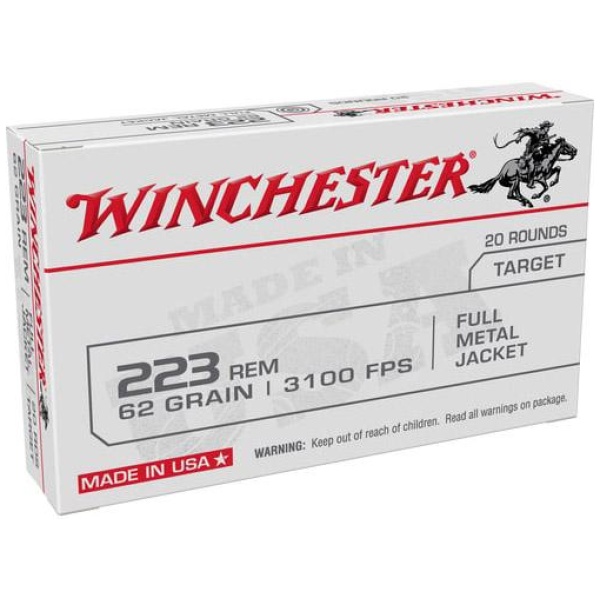 Winchester USA LC Rifle Ammunition .223 Rem 62 gr. FMJ 3100 fps 20/ct
