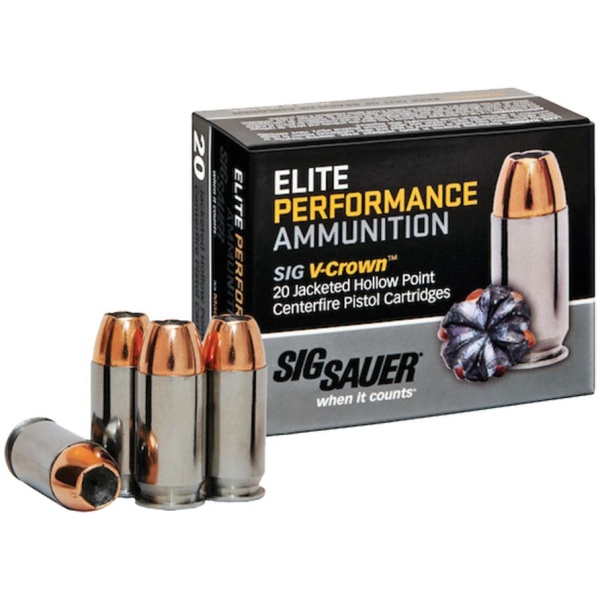 Sig Elite V-Crown Handgun Ammunition 9mm Luger 147 gr JHP 985 fps 20/ct
