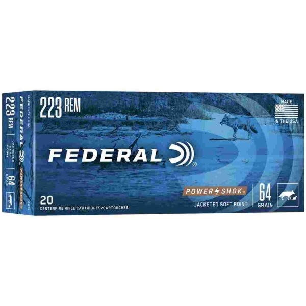 Federal Power-Shok Rifle Ammunition .223 Rem 64 gr SP 3050 fps - 20/box