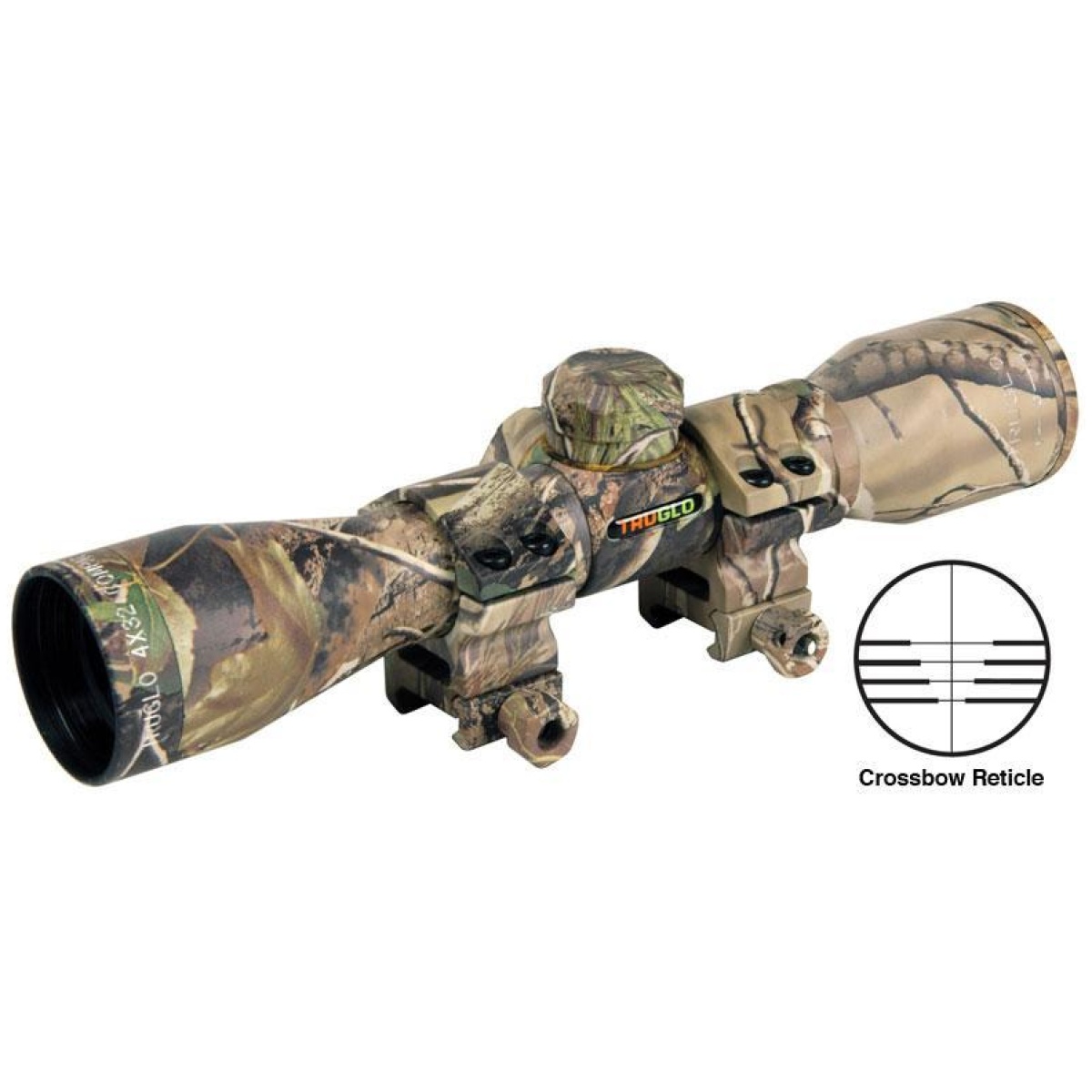 Truglo 4x32mm compact crossbow scope with weaver style rings - crossbow reticle camo - image 1