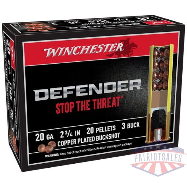 WINCHESTER DEFENDER 20GA 2.75" - #3 BUCK 20-PELLET 10RD 10BX/CS