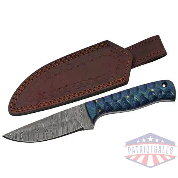 SZCO RITE EDGE 4" BLUE TWISTED - WOOD HUNTER DAMASCUS W/SHTH