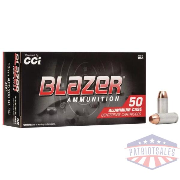CCI Blazer Aluminum Handgun Ammunition 10mm Auto 200 gr FMJ 1050 fps 50/ct