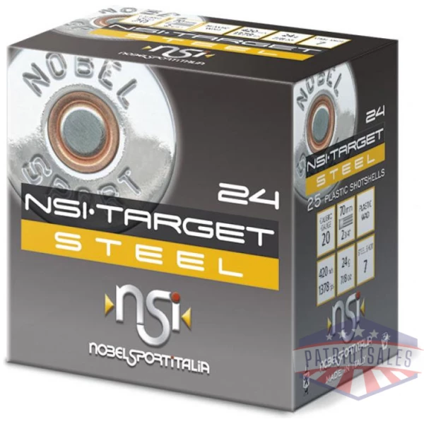 Nobel Target Steel Shotshells 20 ga 2-3/4" 1oz 1378 fps #7 25/ct