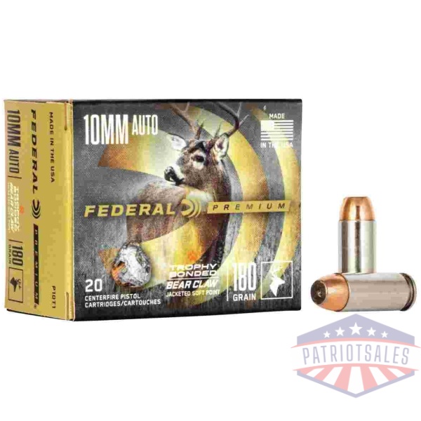 Federal Premium Vital-Shok Handgun Ammunition 10mm Auto 180 gr JSP 1275 fps 20