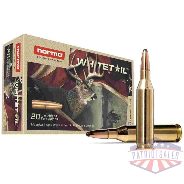 Norma WhiteTail Rifle Ammunition .243 Win 100gr PSP 3445 fps 20/ct