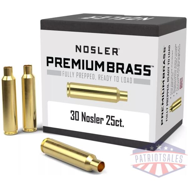 Nosler Unprimed Brass Rifle Cartridge Cases 25/ct .30 Nosler