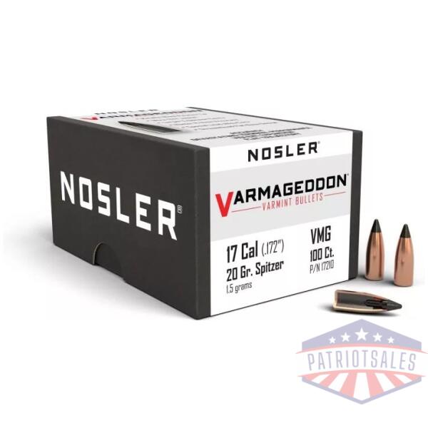 Nosler VarMageddon Bullets .17 cal .172" 20 gr FB-TIPPED 100/ct