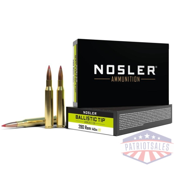 Nosler Ballistic Tip Rifle Ammunition .280 Rem 140gr BT 3000 fps 20/ct
