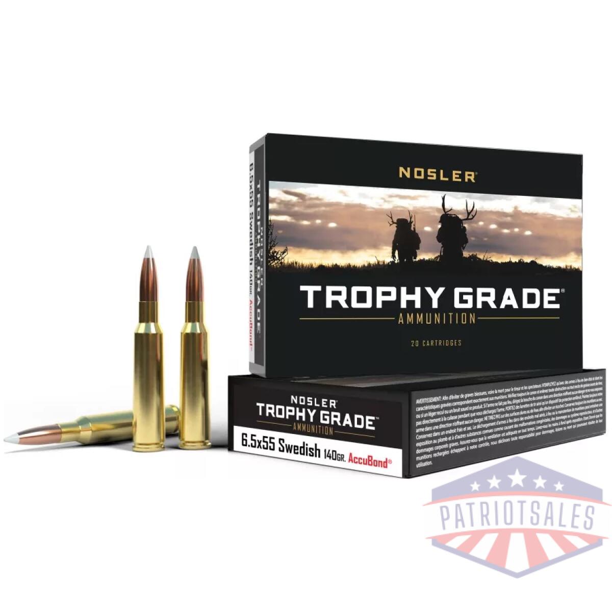 Nosler trophy grade rifle ammunition 6. 5x55mm 140 gr ab 2650 fps - 20/box - image 1