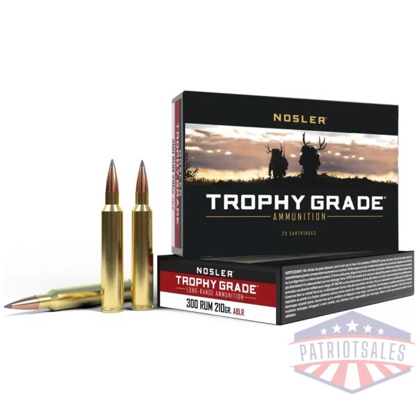 Nosler Trophy Grade Long Range Rifle Ammunition .300 RUM 210 r ACB LR 20/Box