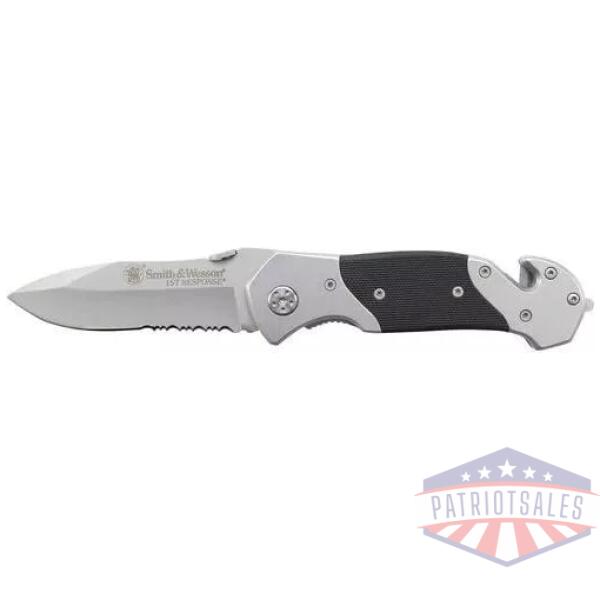 Smith & Wesson 1st Response Drop Point Folding Knife 3 3/10" Blade Black and Silver