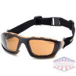 Pyramex Carhartt Carthage Shooting Glasses Black and Tan with Bronze Anti-Fog Lens