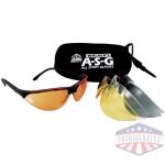 Walker's Sport Shooting Glasses Black with Multiple Lenses 4/ct
