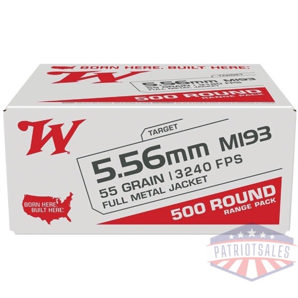 Winchester USA Lake City M193 Rifle Ammunition 5.56mm 55 gr. FMJ 3240 fps 500/ct (Bulk Box)