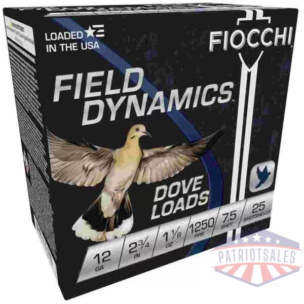 Fiocchi Lead Dove & Quail Shotshells 12ga 2-3/4 in 1-1/8 oz 1250 fps #7.5 25/ct