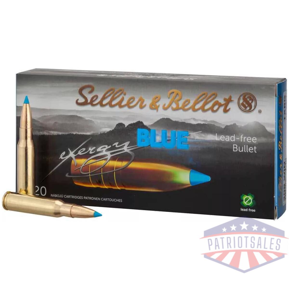 Sellier & bellot exergy blue rifle ammunition. 308 win 110gr 2766 fps 20/ct - image 1