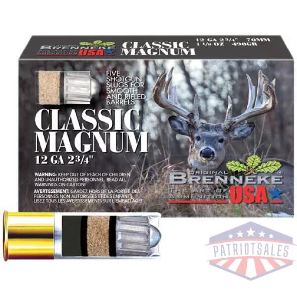 BRENNEKE USA CLASSIC MAG 12GA - 2.75" 1-1/8OZ SLUG 5RD 50BX/CS