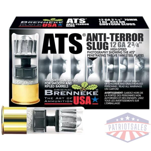 BRENNEKE USA ATS 12GA 2.75" - 1OZ SLUG 5RD 50BX/CS