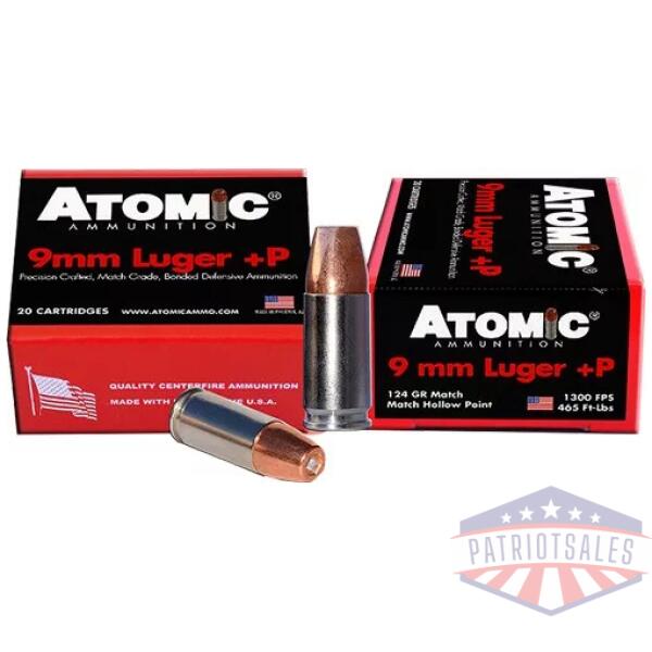 ATOMIC 9MM LUGER +P 124GR JHP - 20RD 10BX/CS