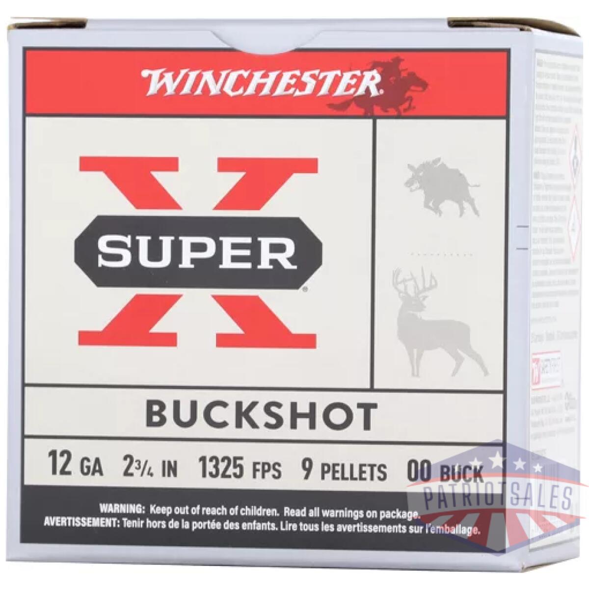 Axb1200vp25. Webp - winchester super-x 12ga 2. 75" - 00 buck 9 pellets 25rd 10bx/cs - axb1200vp25