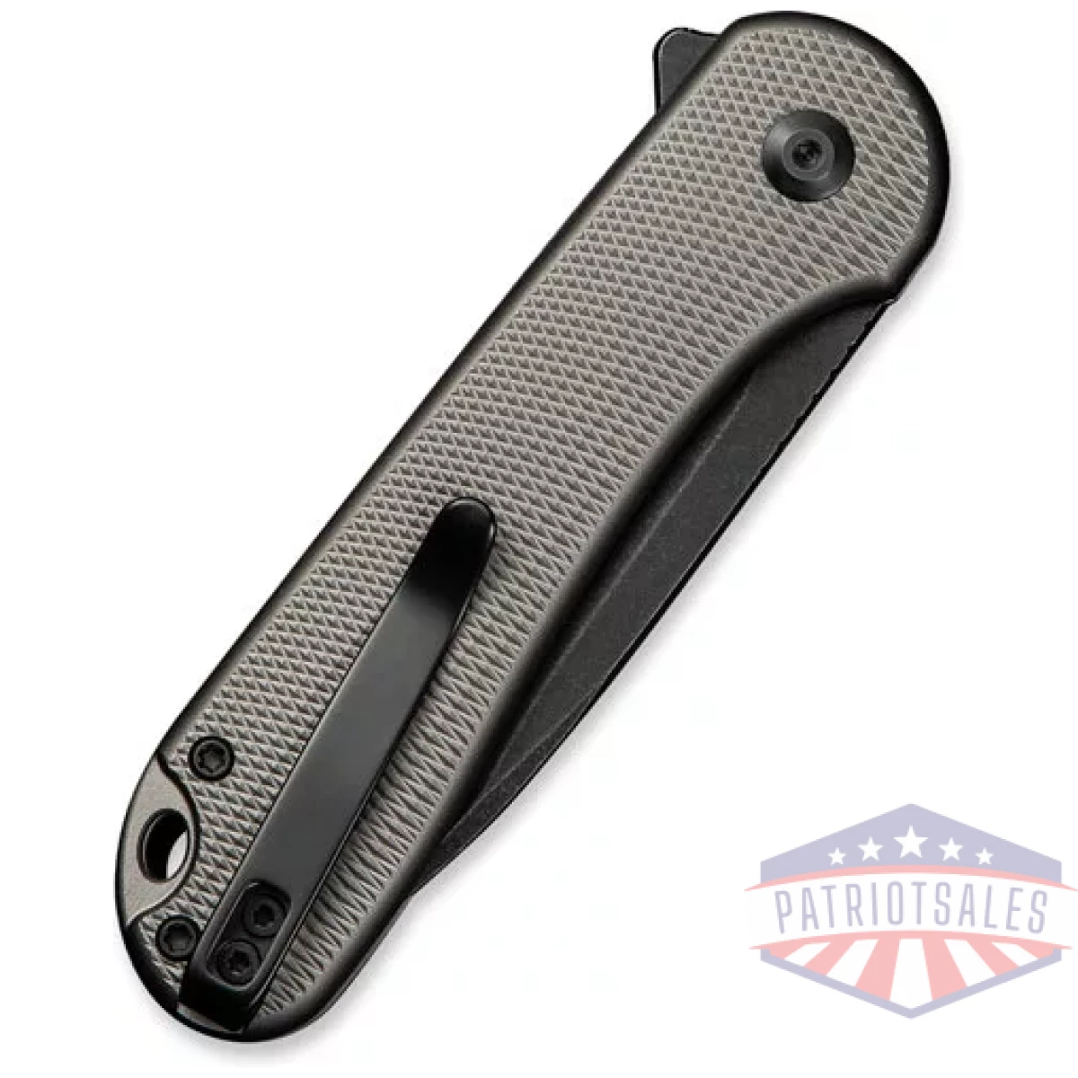 C18062pd1_closed_clip. Webp - civivi knife elementum ii 2. 9" - daimond pattern gray/black - c18062pd1 closed clip